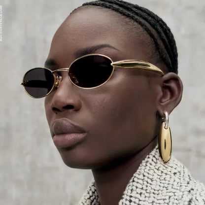 Oval Small Frame Unique Luxury Metal Sun Glasses