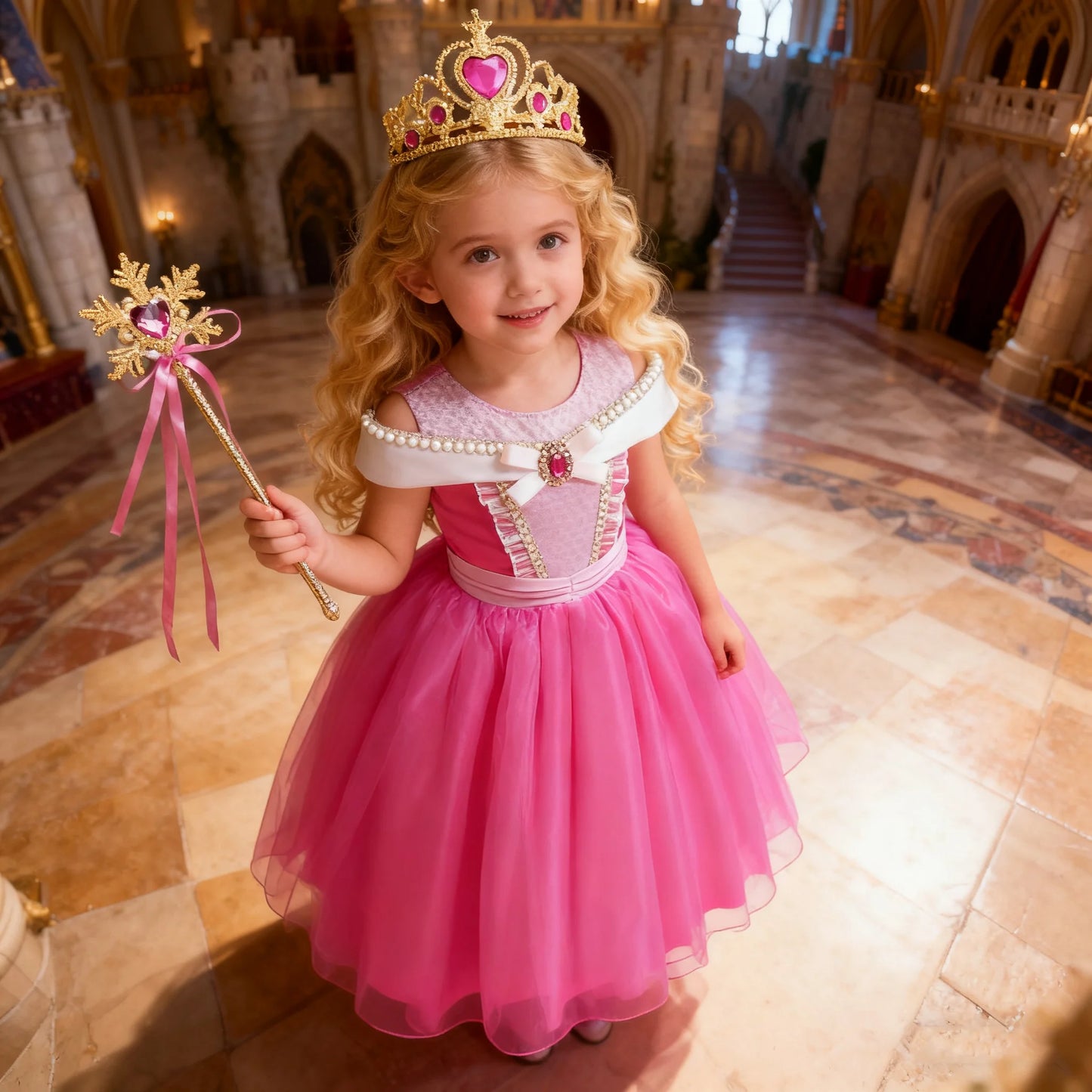 Pink Aurora Cosplay Costume Princess Dress
