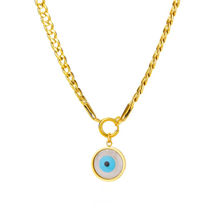 Devil's Eye Pendant Stainless Steel 18K Gold Plated Zirconia Necklace