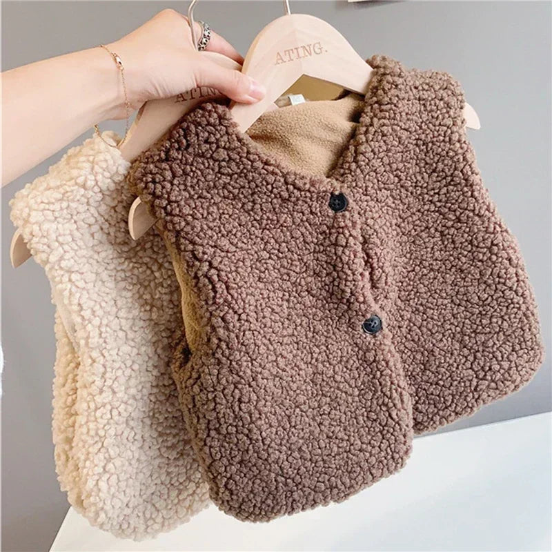 Autumn Winter Baby Plus Velvet Waistcoat Teddy Hair Coat