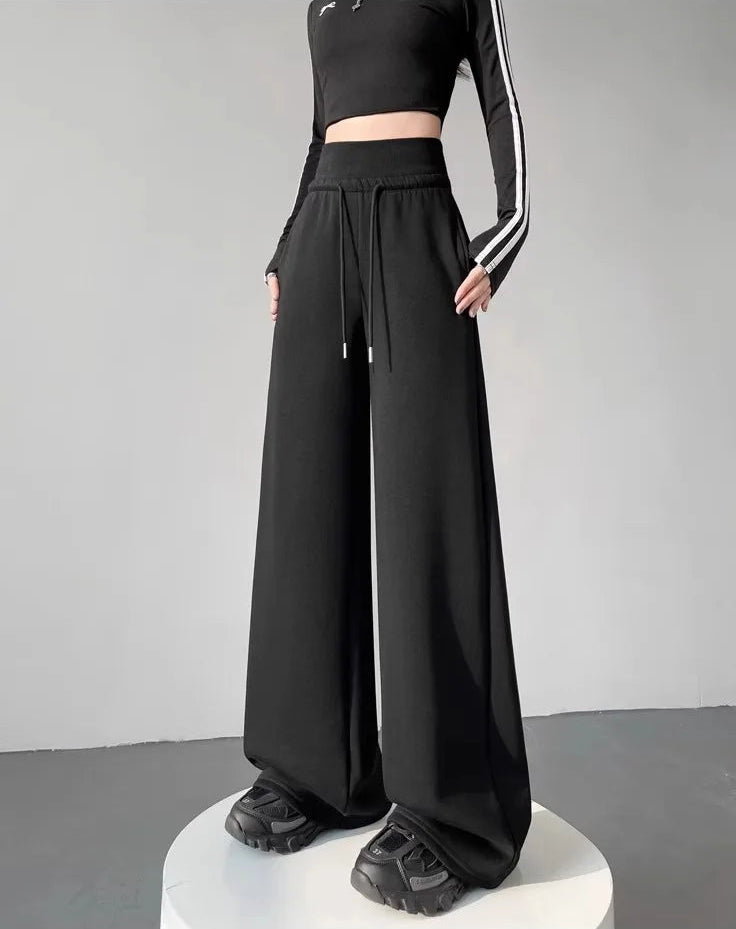 Sports slimming straight wide leg pants