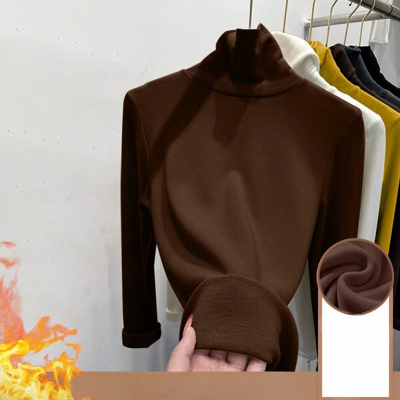High Collar Underlay Top Autumn/Winter Overlay Thick Warm Long Sleeve T-shirt