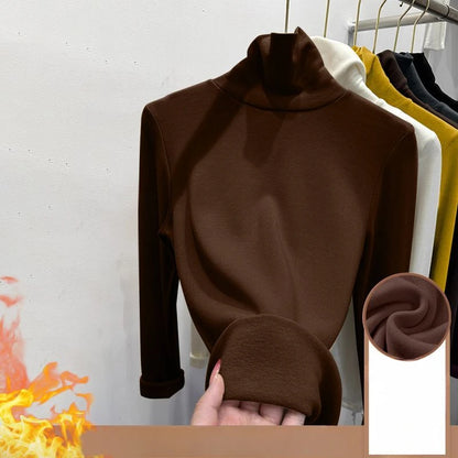 High Collar Underlay Top Autumn/Winter Overlay Thick Warm Long Sleeve T-shirt