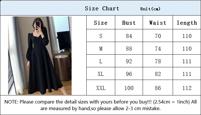Long Puff Sleeve Solid Elegant Dress