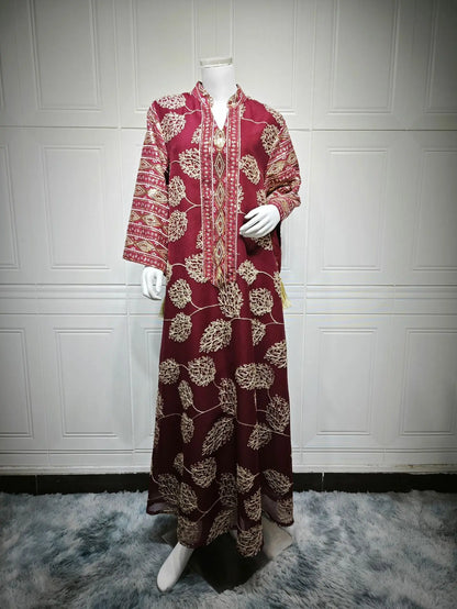 Red Islamic with Gold Detailing Ideal Abayas