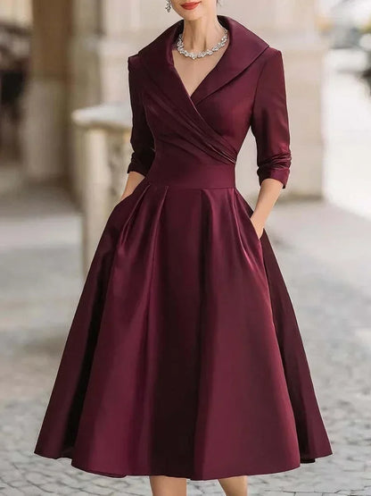 Cross pleated waist A-shaped dress