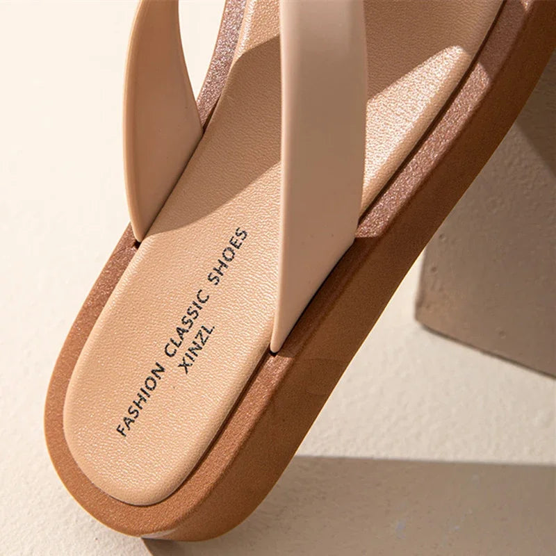 Mixed Platform Flip Flops Thick Bottom Slippers