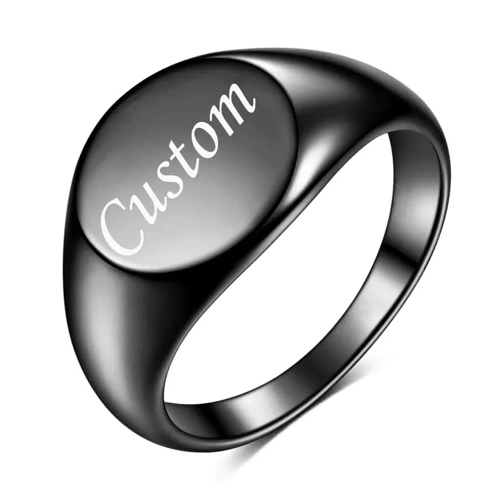 Customized Letter Pattern Logo Stainless Steel Rings