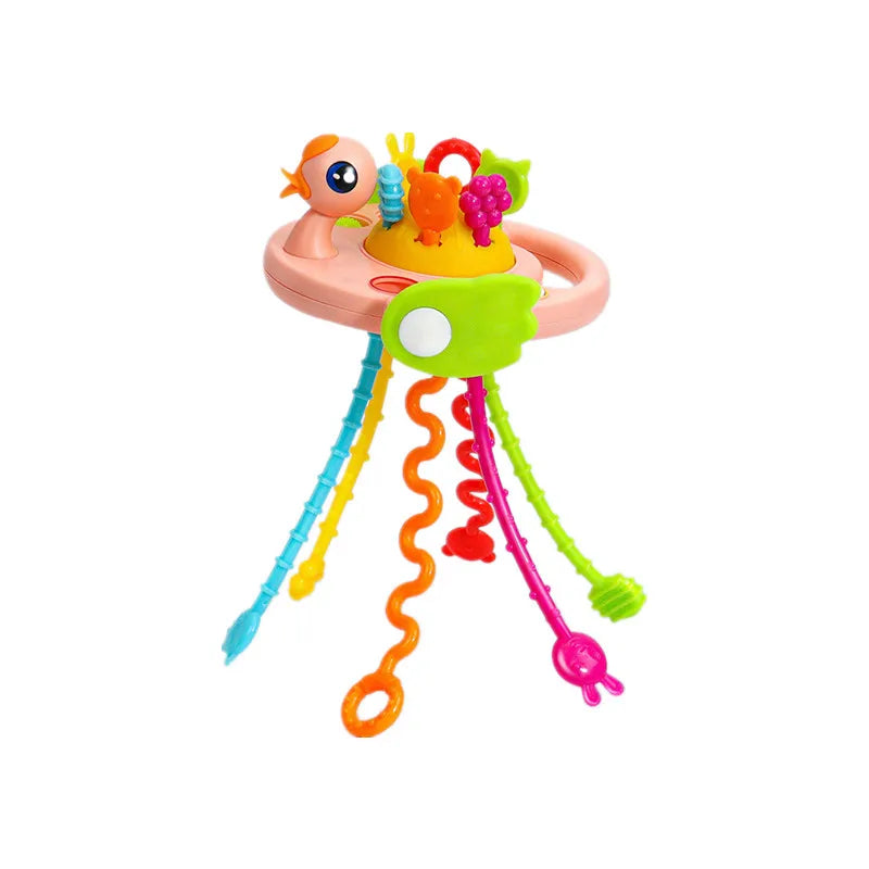 Activity Development Pull String Silicone Teething Rattle Educational Learning Toy