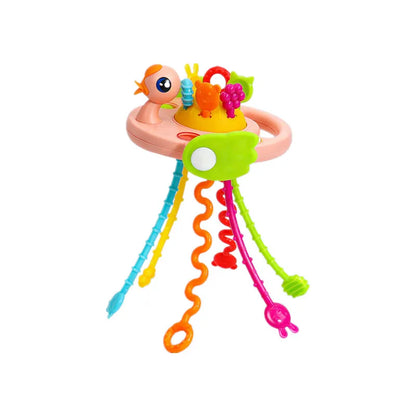 Activity Development Pull String Silicone Teething Rattle Educational Learning Toy