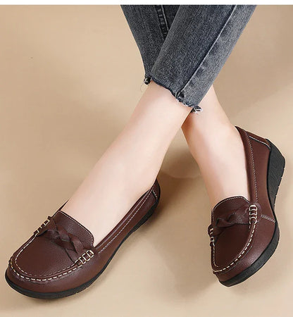 Soft Leather Loafer Flats Slip Shoes