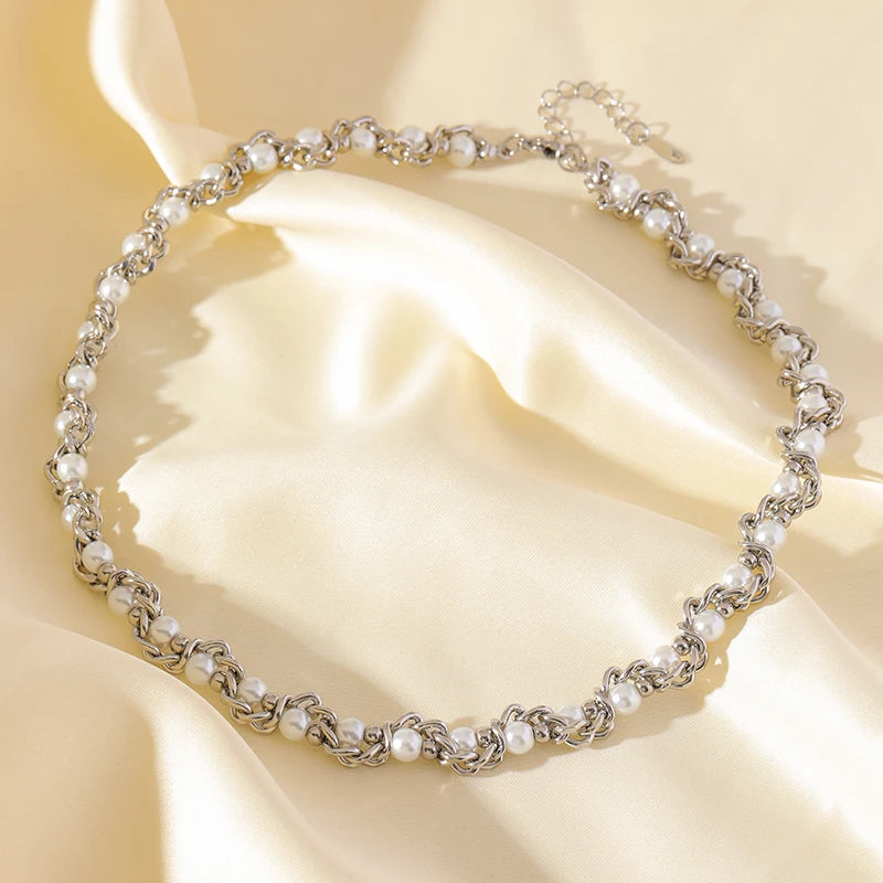 316L Stainless Steel Pearls Chain Necklace