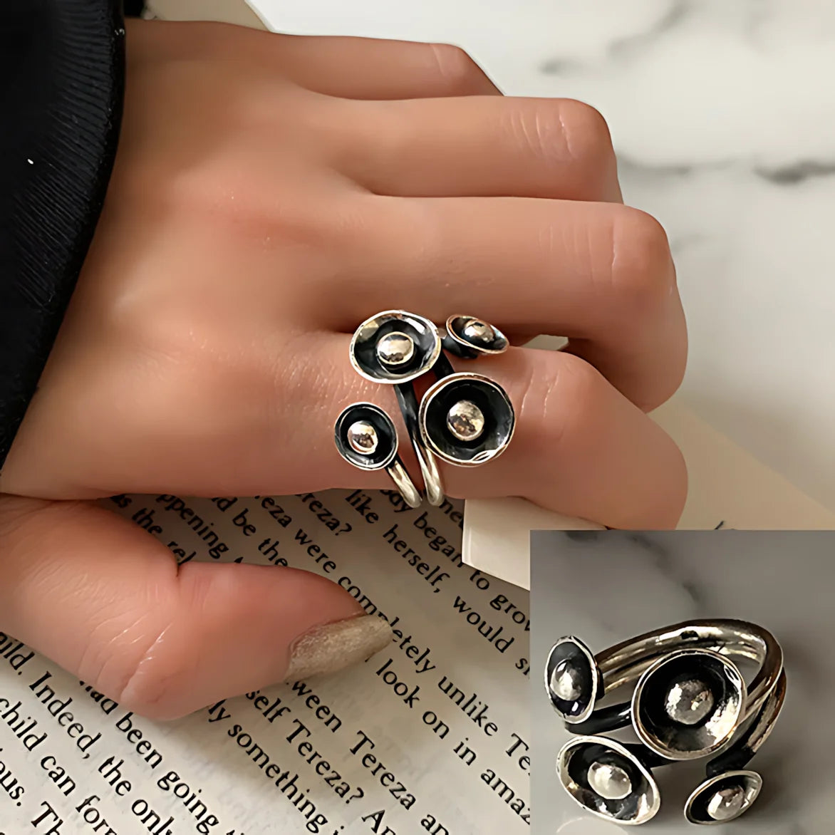 925 Sterling Silver Geometry Crystal Ring