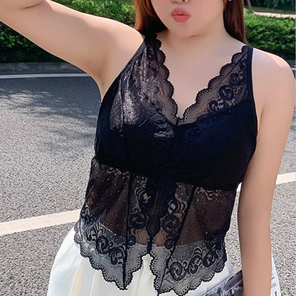 1pcs Lace Strap Vests Sexy Tank Top Girl Large Size Sleeveless Top