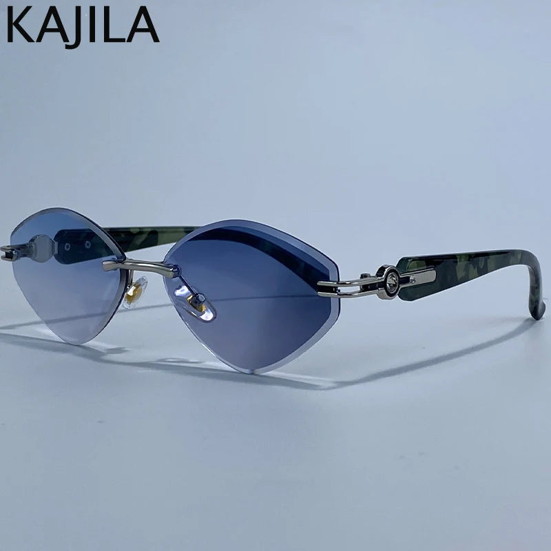 Small Frame Hexagon Rimless Sunglasses