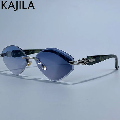 Small Frame Hexagon Rimless Sunglasses