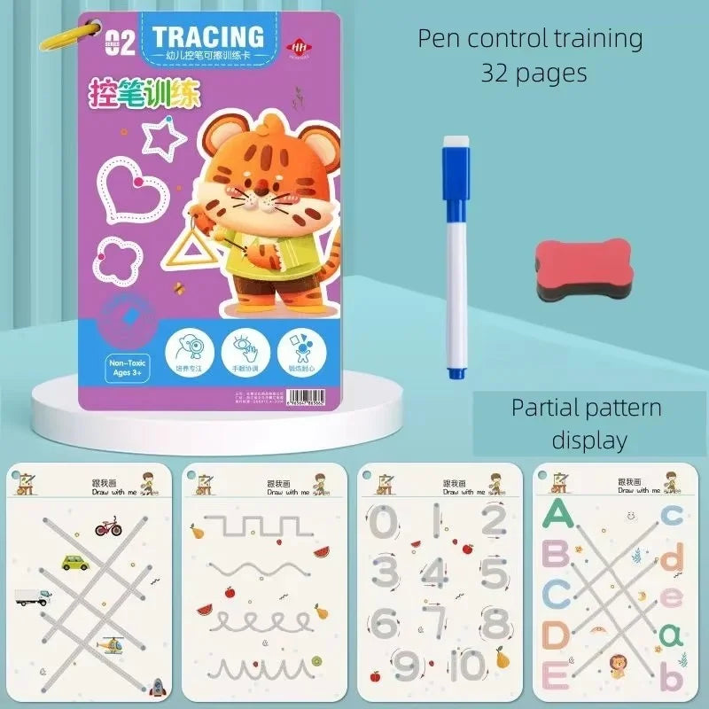 All-in-One Magic Tracing Coloring Book Reusable Pen Control Workbook