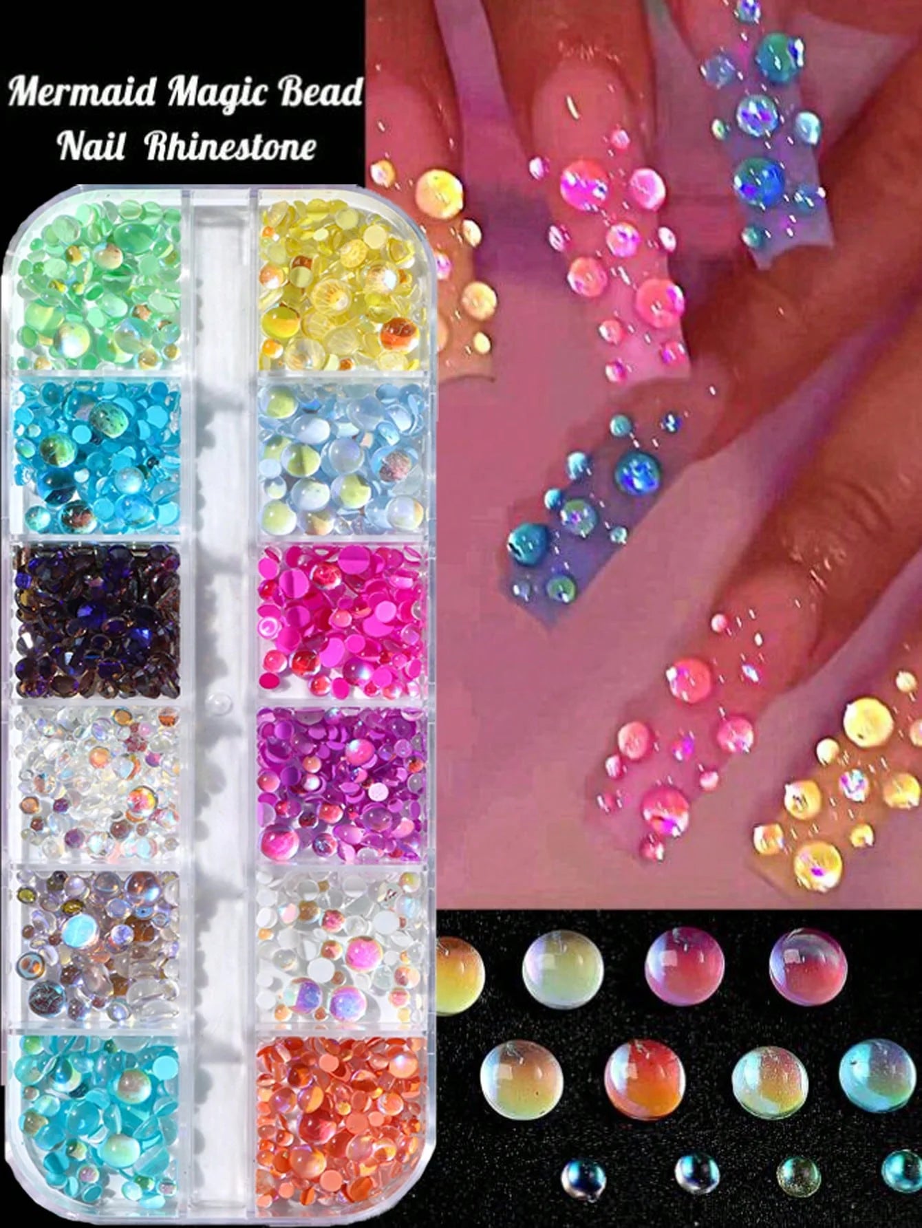 12Grids Mixed Mini Christmas Gems Nail Charms