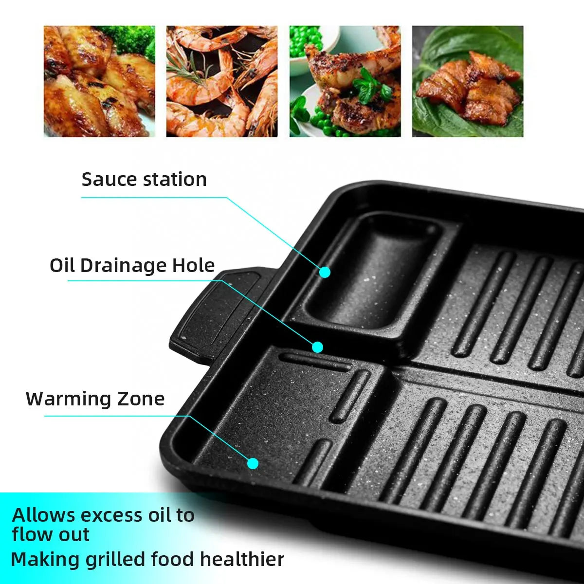 Korean Grill Meat Plate Aluminum Titanium Coating Barbecue Pan