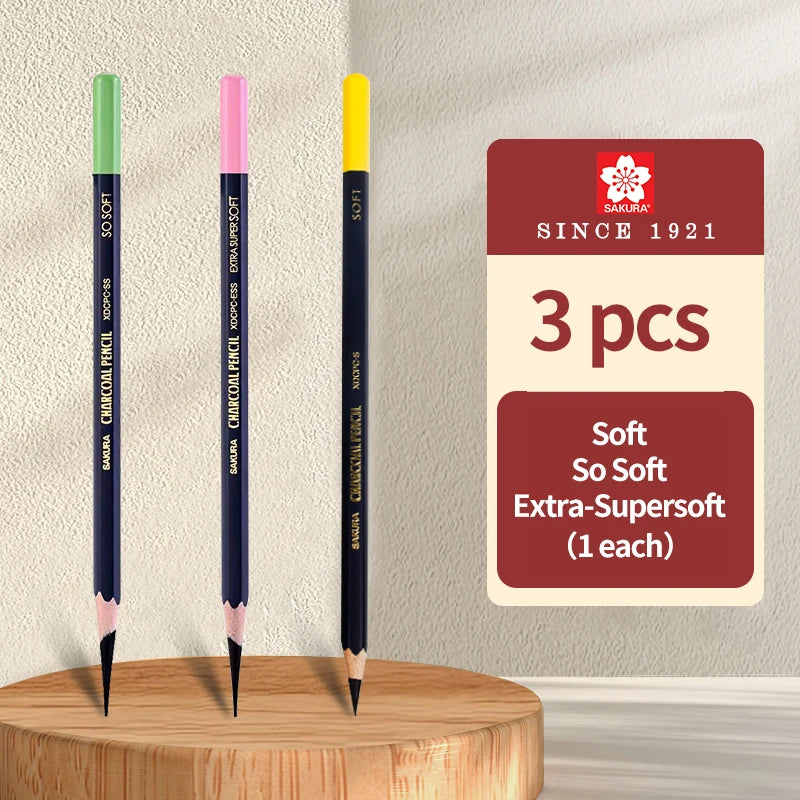 SAKURA Professional Charcoal Wooden Pencil Set