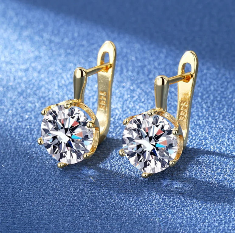 925 Silver Needle Princess Crystal Square Zircon Drop Earrings