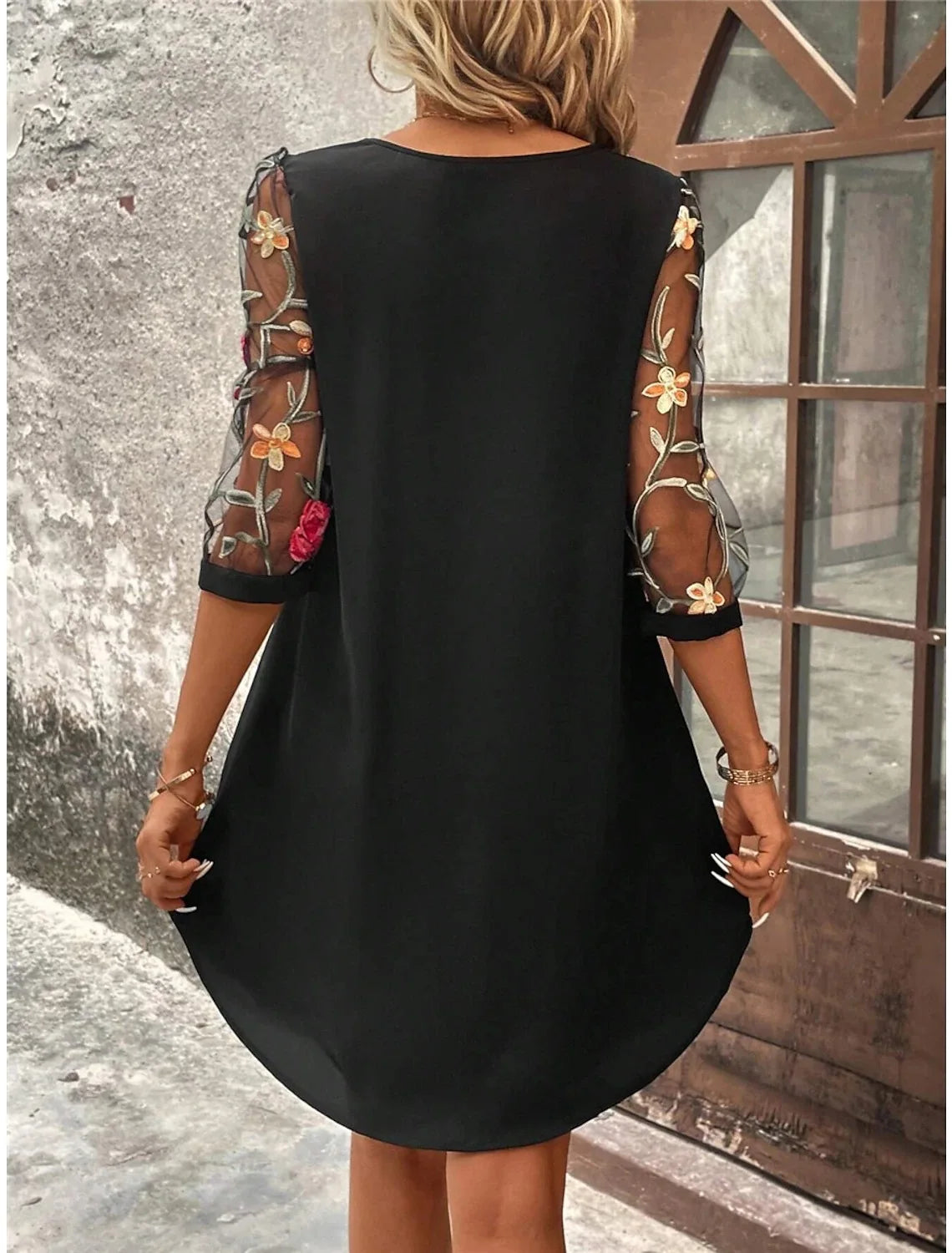 Luxury Mid Sleeve Mini Skirt Dress