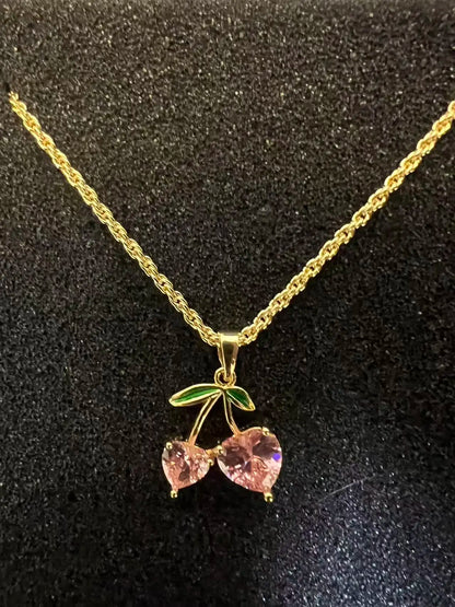 18K Gold Rope Chain Heart Pendant Necklace