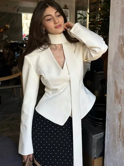 Mini Skirt Elegant Striped Suit Sets