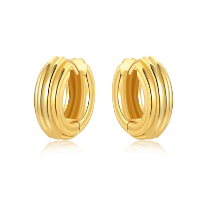 S925 Sterling Silver Zircon 18K Gold Lining Vintage Hoop Earrings
