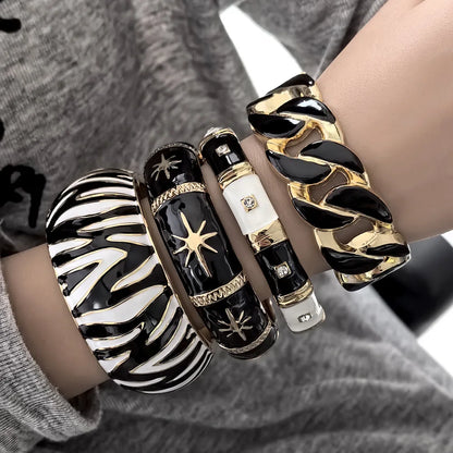 Zebra Shape Round Metal Wide Geometric Bracelet