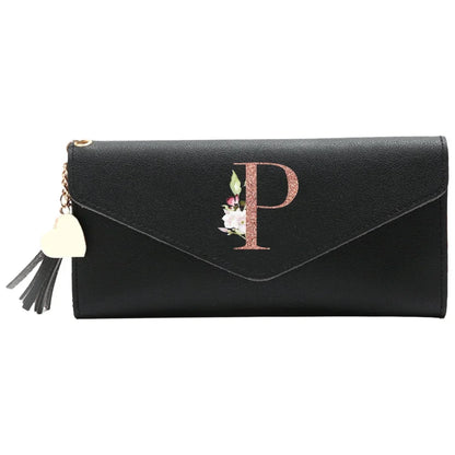 Black Small Leather Coin Rose Gold Wallet