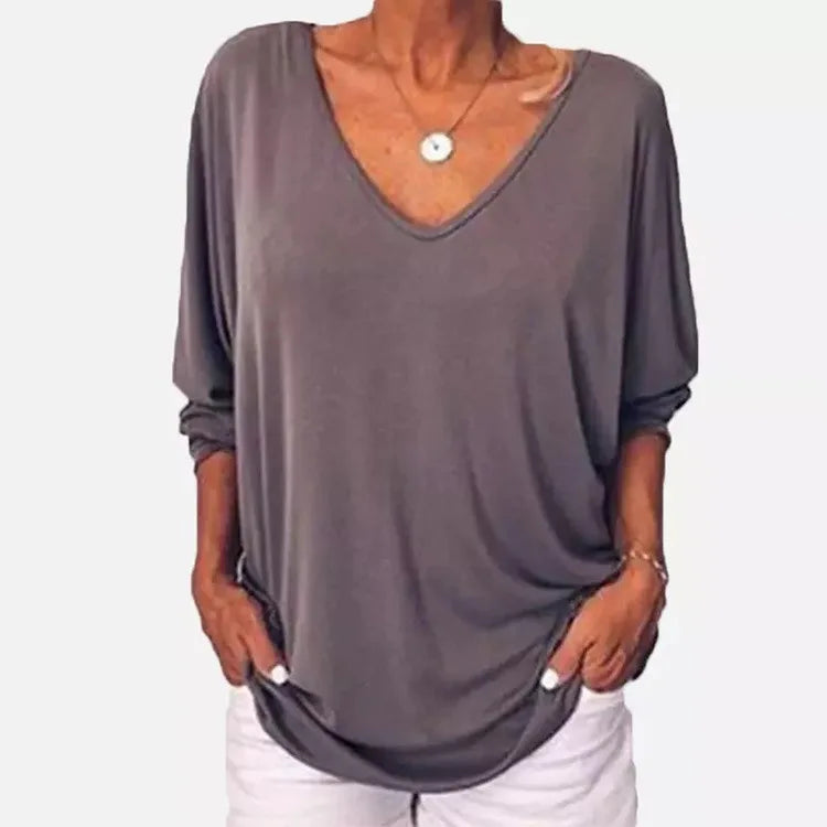 Plus Size Loose Three-Quarter Sleeve Shirt