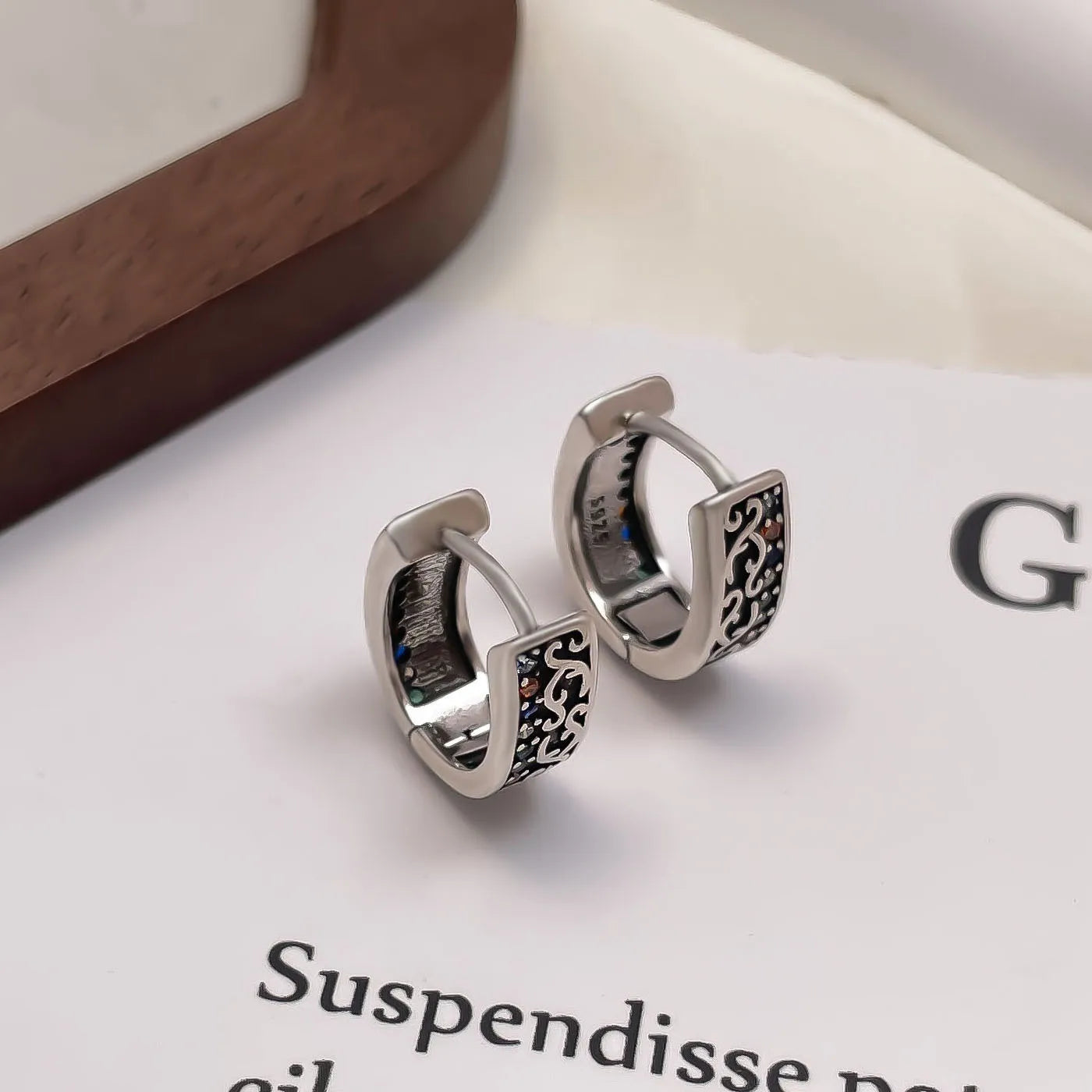 925 Sterling Silver Frosting Hoop Earrings