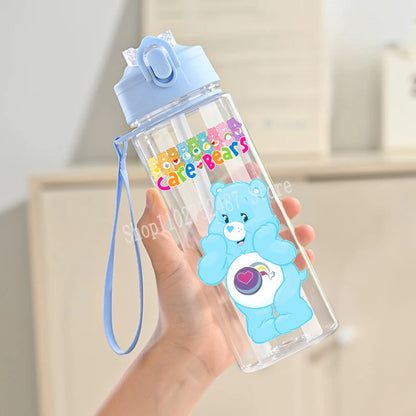 900ml Care Bears Cute Water Bottle with Straw Girls School Plastic Cup