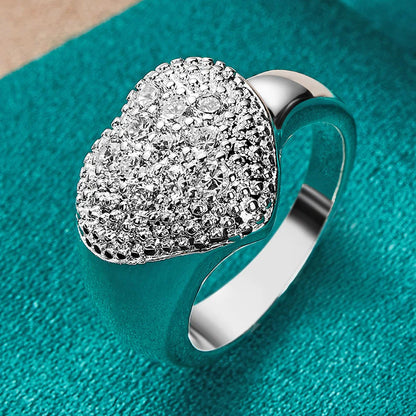 925 Sterling Silver Heart Zircon 7-10# Charm Rings