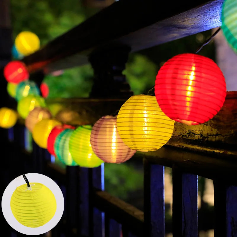 LED Solar Lantern String Lights Outdoor Garland Fairy Lights Solar Powered Garden Decorative
