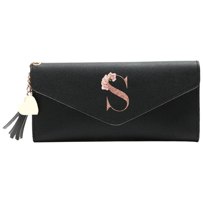 Black Small Leather Coin Rose Gold Wallet