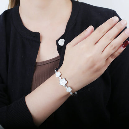 Shell Five-Leaf Flower Stainless Steel Bracelet