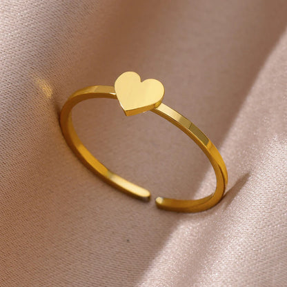 خاتم مفتوح واسع من الفولاذ المقاوم للصدأ باللون الذهبي