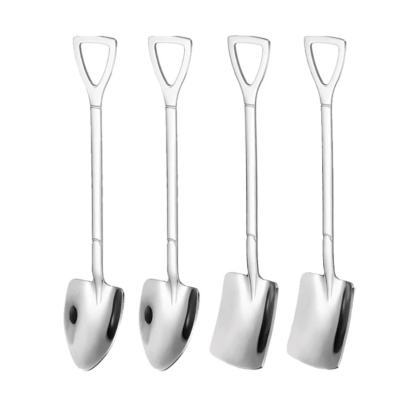 4pcs Stainless Steel Shovel & Point Spoons Set