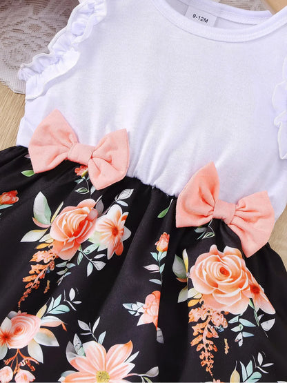 Baby Girl Floral Print Sleeveless Toddler  Dress