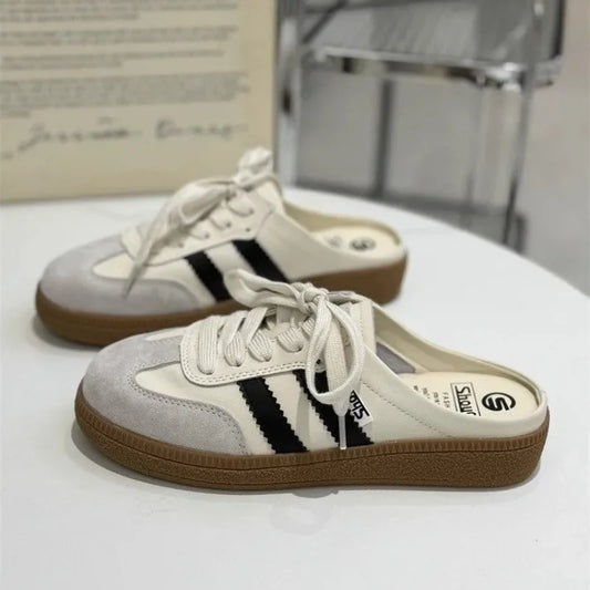 Round Toe Flat Female Clogs Platform Slip on Creeper Baotou Slippers