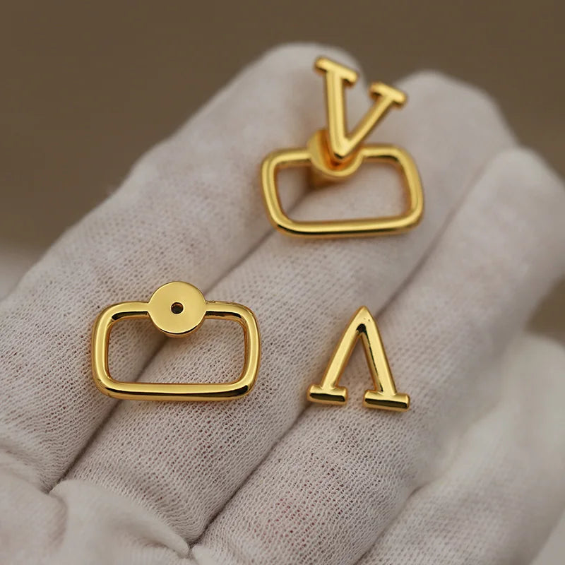 Sight Luxury Metal Letter V Stud Earrings