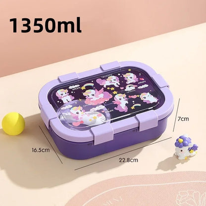 Cartoon Lunch Box of Students Sealed and Leak Proof Bento Box