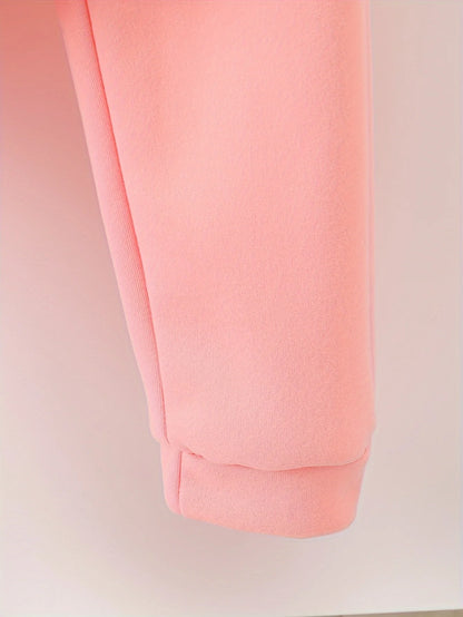 Fall/Winter casual warm print warm lining hoodie sweatpants set