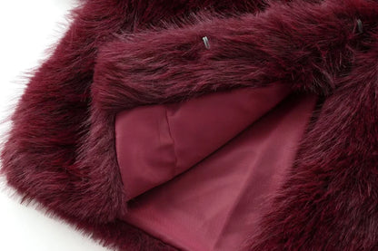 Faux fur Fall/Winter Effect Round Neck Long Sleeve Short Jacket