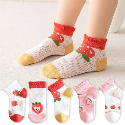 5 Pairs Cotton Cute Cartoon Thin Baby Short Socks