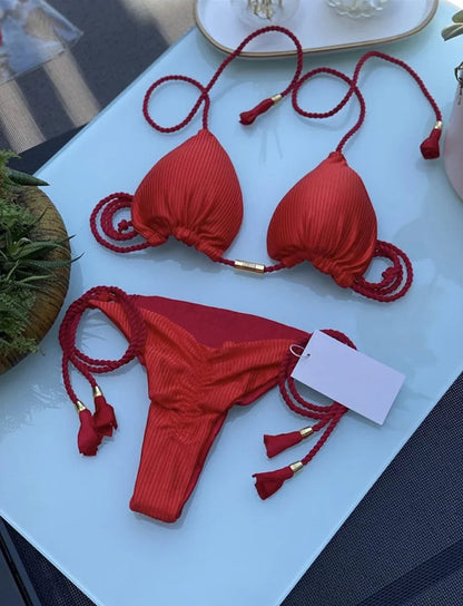 Bikini Backless Rope Triangle Swimsuit