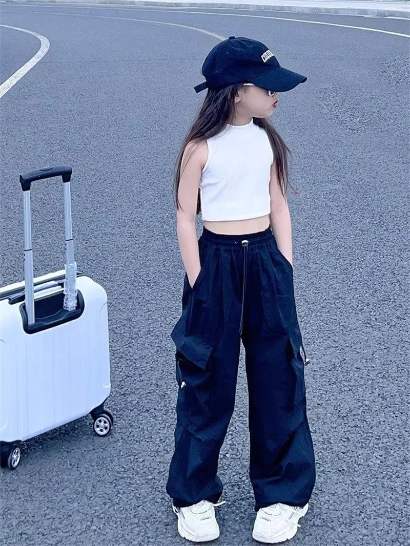 Girls Cargo Loose Workwear Lightweight Pants
