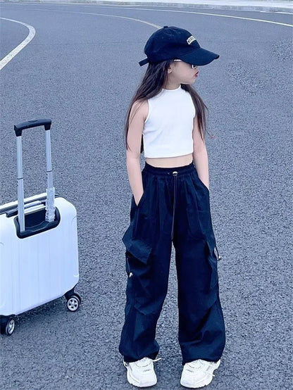 Girls Cargo Loose Workwear Lightweight Pants